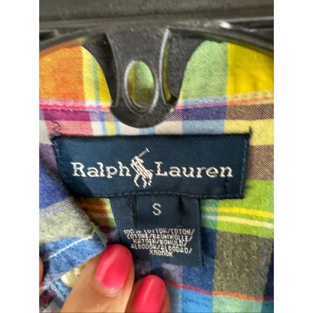 Ralph Lauren Boys Plaid Button Front Shirt Size Small 7/8